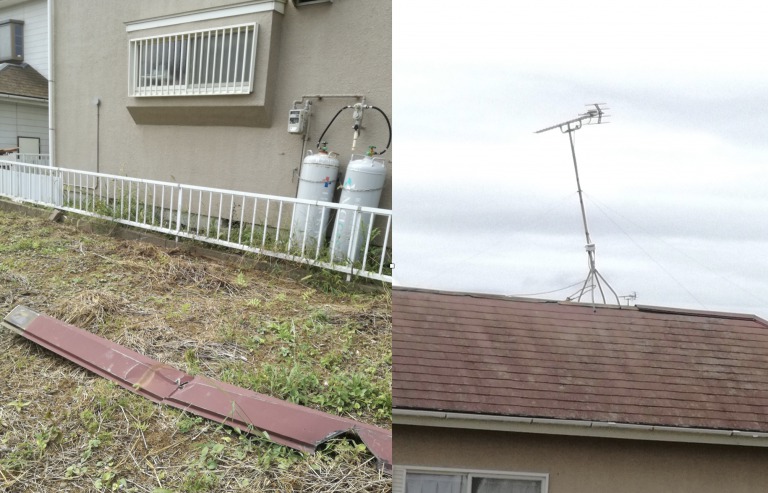 台風による棟板金の破損