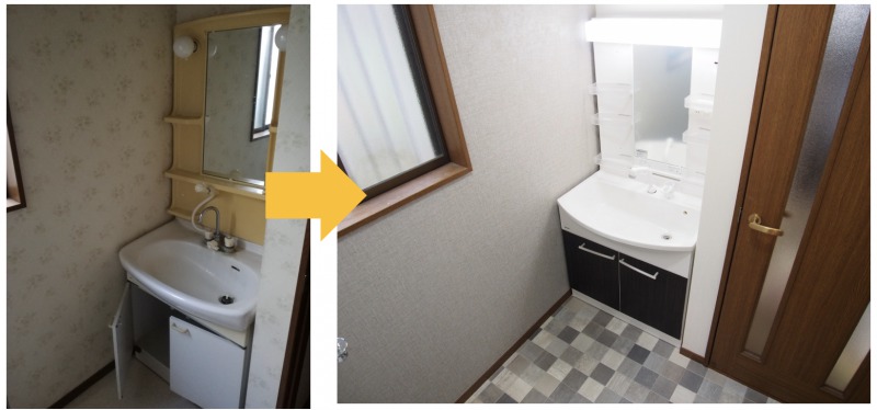 洗面化粧台の交換