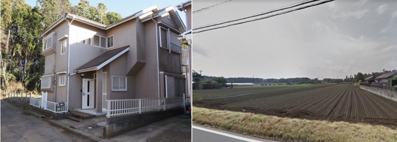 戸建てとまわりの田んぼ