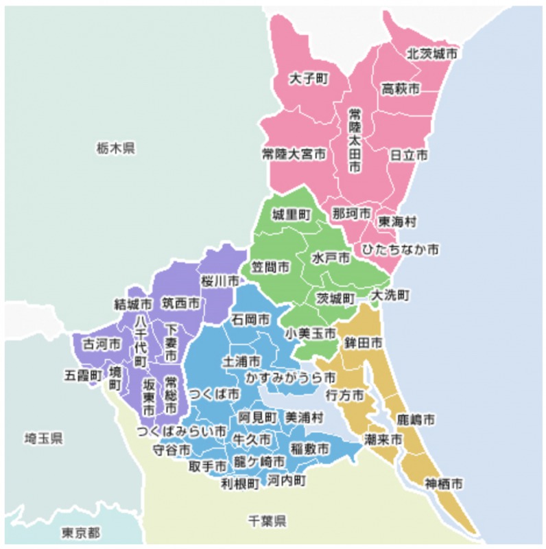 筑波銀行の営業エリア