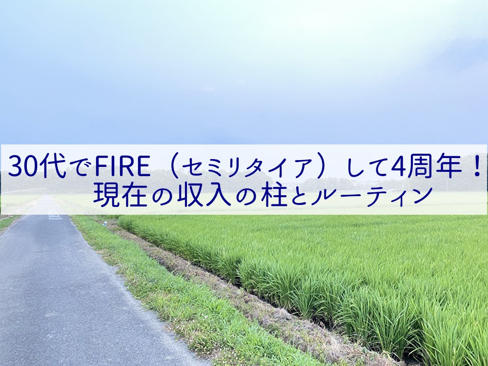 30代でFIRE（セミリタイア）して4周年！現在の収入の柱とルーティン