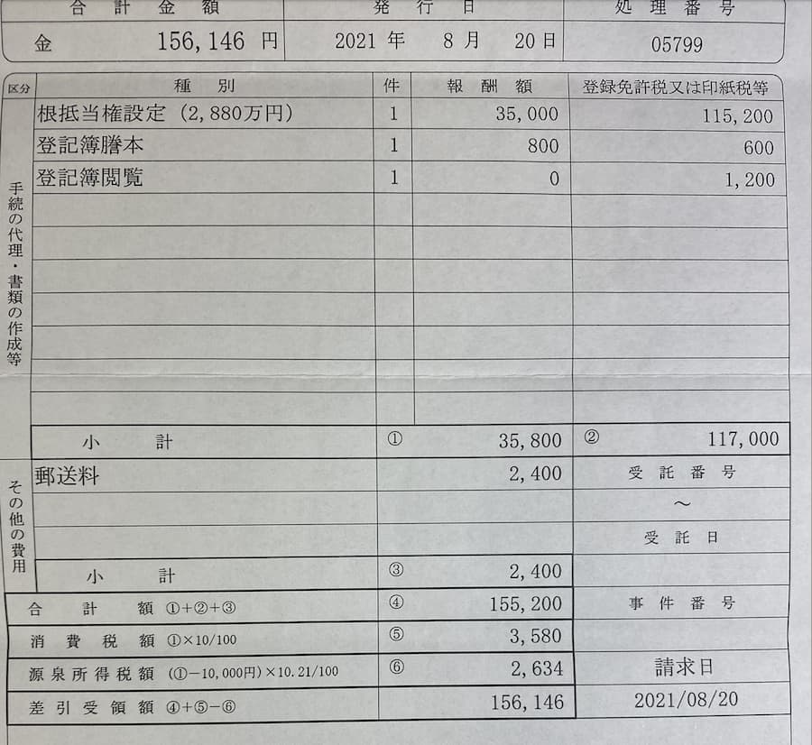 契約金支払い時の登記費用