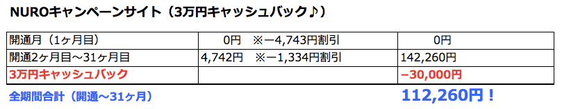 公式キャンペーンサイトの料金